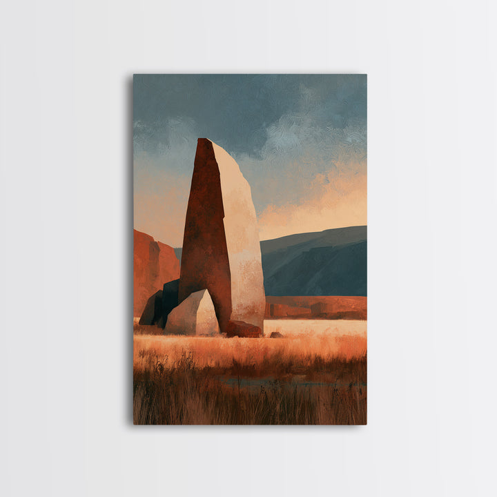 Terracotta and Cream Geometric Landscape Framed Canvas Print, Desert Art, Room Decor, Southwestern Decor, Fine Art, Desert, DES-2x3-2