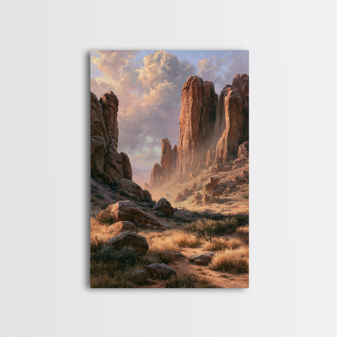Sandstone Canyon with Dramatic Light Beam Framed Canvas Print, Desert Art, Contemporary Art, Southwestern Decor, Desert, DES-2x3-24