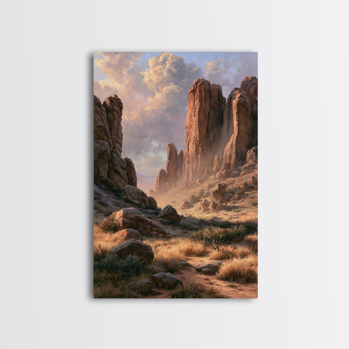 Sandstone Canyon with Dramatic Light Beam Framed Canvas Print, Desert Art, Contemporary Art, Southwestern Decor, Desert, DES-2x3-24