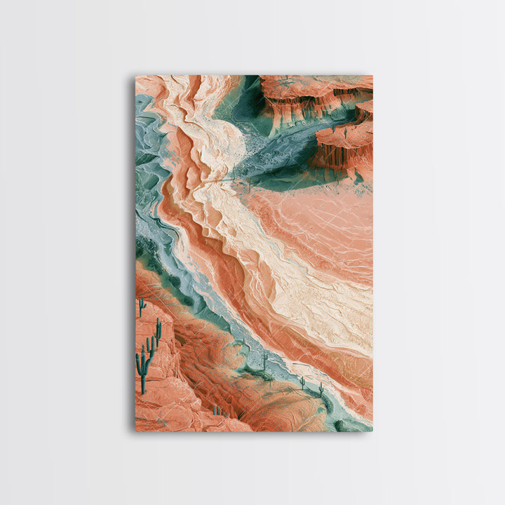Wind Carved Dune Patterns from Above Framed Canvas Print, Desert Art, Original Painting, Southwestern Decor, Fine Art, Desert, DES-2x3-4