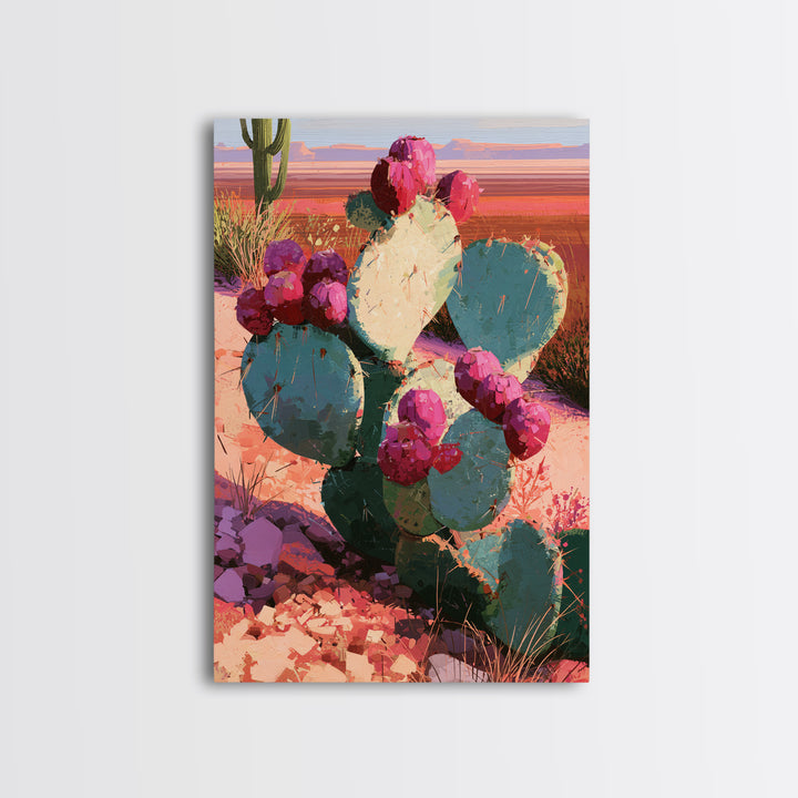Prickly Pear Cactus Framed Canvas Print, Desert Art, Modern Wall Art, Southwestern Decor, Fine Art, Desert, Gallery Decor, DES-2x3-51