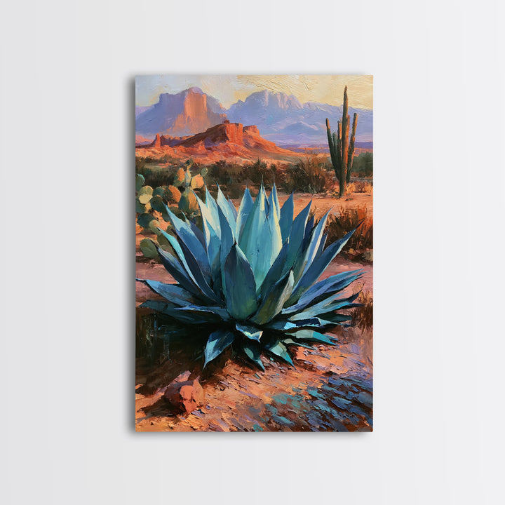 Agave Plant Closeup Framed Canvas Print, Desert Art, Wall Art Prints, Southwestern Decor, Fine Art, Desert, Boho Decor, DES-2x3-56