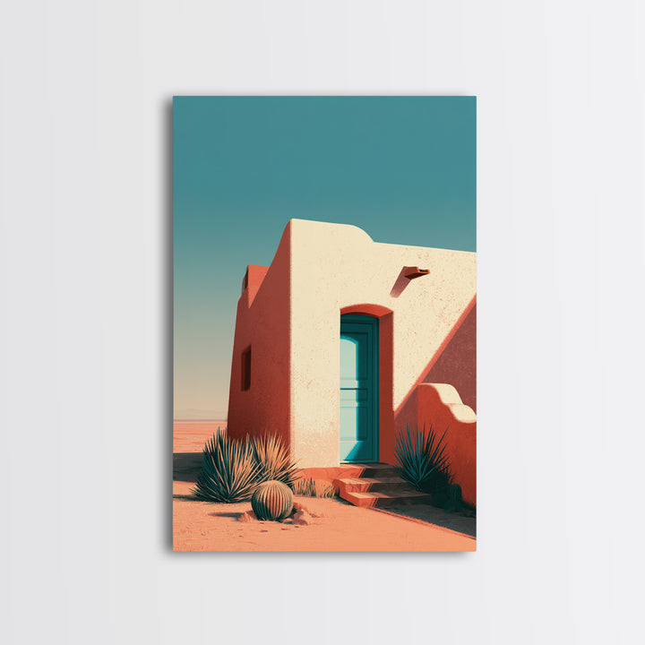 Adobe Doorway with Turquoise Shadow Canvas Print, Desert Art, Landscape Wall Art, Southwestern Decor, Fine Art, Desert, DES-2x3-61