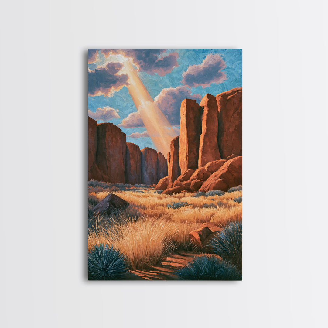 Sandstone Canyon with Dramatic Light Beam Canvas Print, Desert Art, Boho Wall Art, Southwestern Decor, Fine Art, Desert, DES-2x3-72