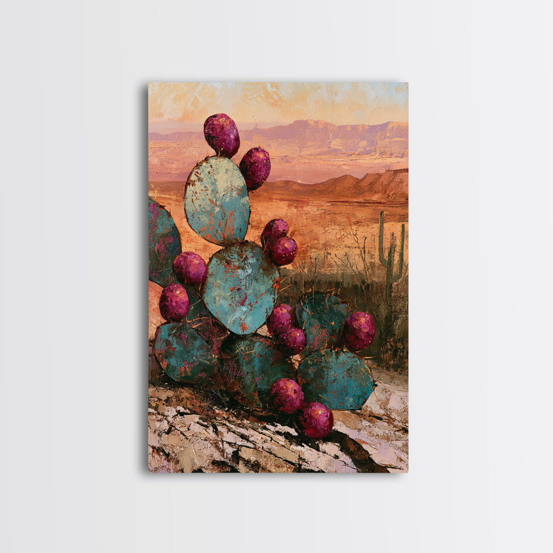Prickly Pear Cactus Framed Canvas Print, Desert Art, Nature Wall Art, Southwestern Decor, Fine Art, Desert, Home Decor, DES-2x3-75