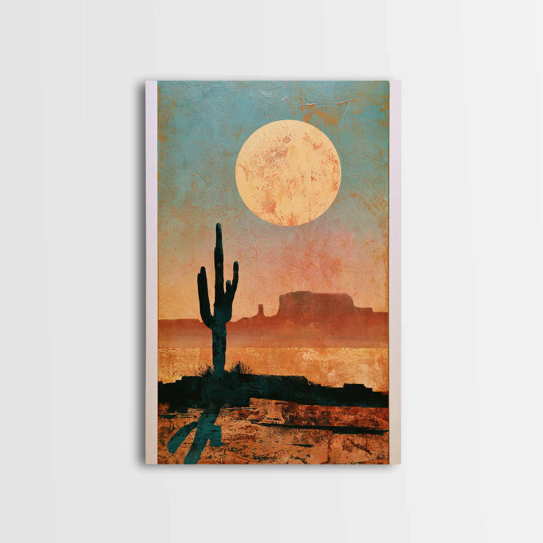 Minimal Beige Sun Framed Canvas Print, Desert Art, Abstract Wall Art, Southwestern Decor, Desert, Digital Download Art, DES-2x3-78