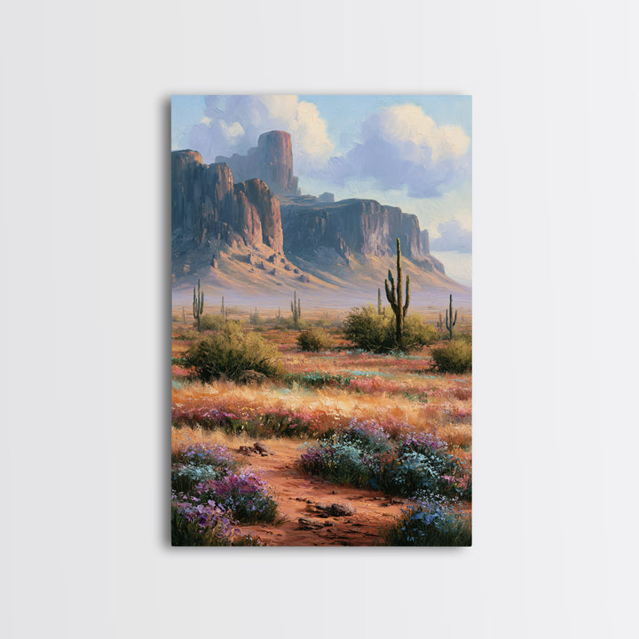 Desert Wildflowers After Spring Rain Framed Canvas Print, Desert Art, Wall Art, Southwestern Decor, Watercolor Art, Desert, DES-2x3-84