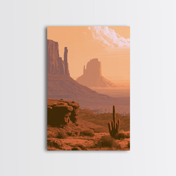 Monument Valley Silhouette Framed Canvas Print, Desert Art, Gallery Decor, Southwestern Decor, Fine Art, Desert, Home Decor, DES-2x3-89