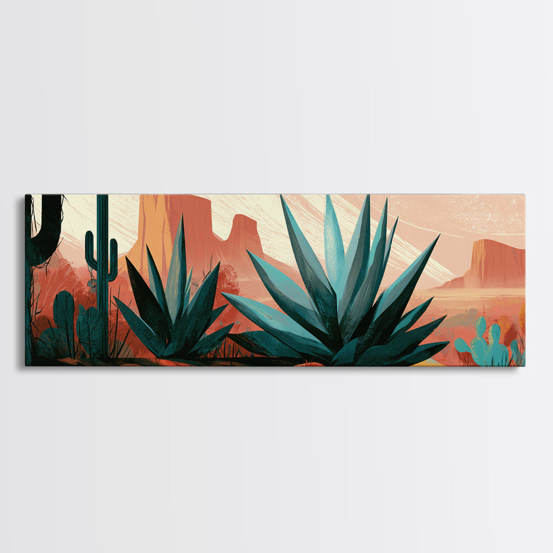 Agave Plant Closeup Canvas Print, Desert Art, Bedroom Wall Art, Southwestern Decor, Watercolor Art, Desert, Fine Art Print, DES-3x1-16
