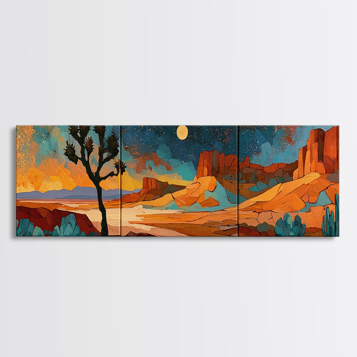 Joshua Tree under Star Filled Night Canvas Print, Desert Art, Wall Decor, Southwestern Decor, Desert, Living Room Decor, DES-3x1-22