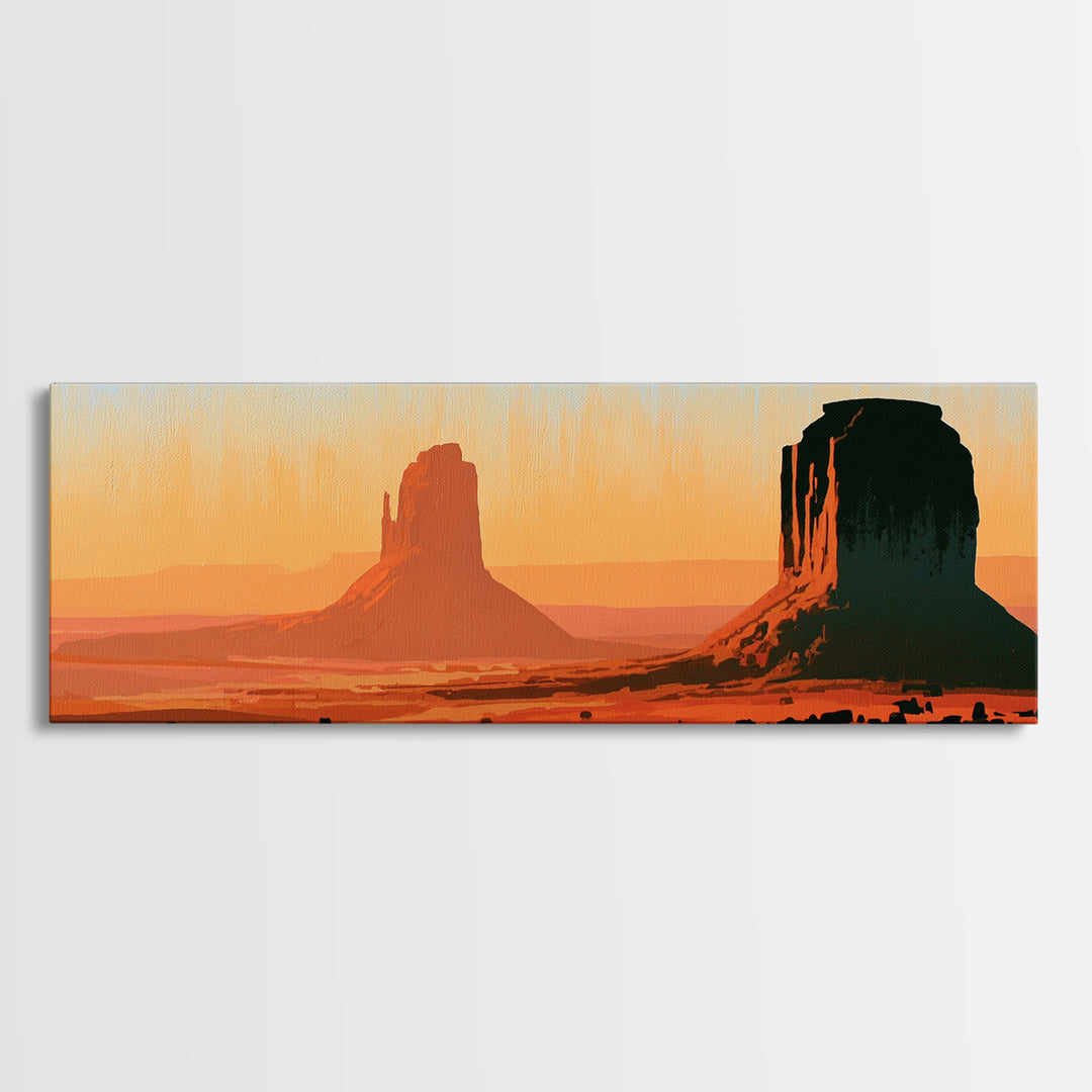 Monument Valley Silhouette Canvas Print, Desert Art, Modern Decor, Southwestern Decor, Desert, Room Decor, Digital Prints, DES-3x1-25