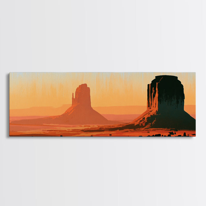 Monument Valley Silhouette Canvas Print, Desert Art, Modern Decor, Southwestern Decor, Desert, Room Decor, Digital Prints, DES-3x1-25