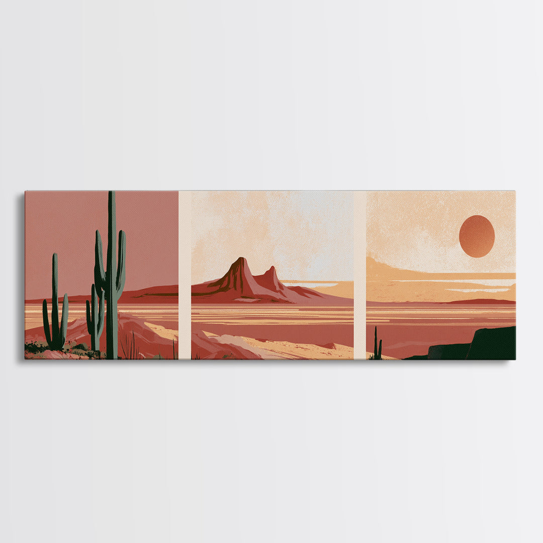 Abstract Heatwave Horizon Canvas Print, Desert Art, Digital Download Art, Southwestern Decor, Desert, Minimalist Decor, DES-3x1-29