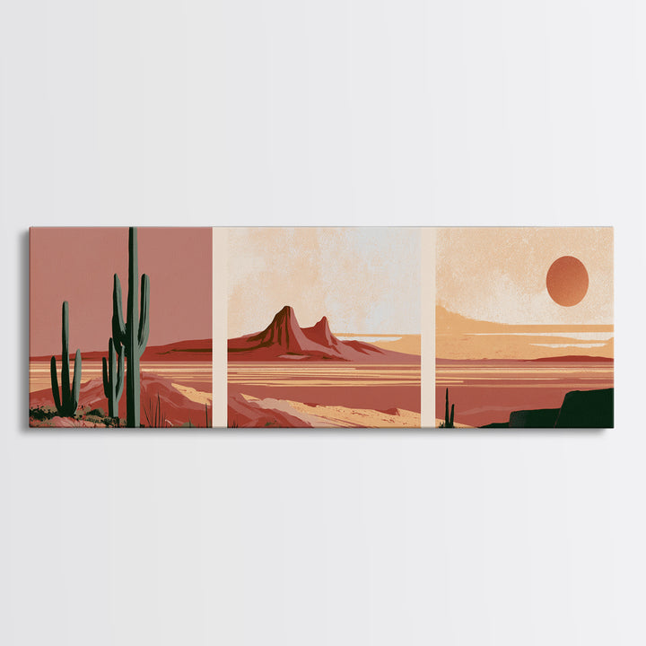 Abstract Heatwave Horizon Canvas Print, Desert Art, Digital Download Art, Southwestern Decor, Desert, Minimalist Decor, DES-3x1-29