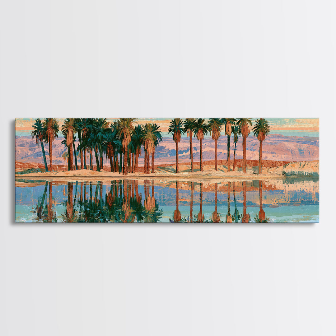 Palm Oasis Reflected Canvas Print, Desert Art, Home Decor, Southwestern Decor, Desert, Printable Art, Living Room Decor, DES-3x1-31