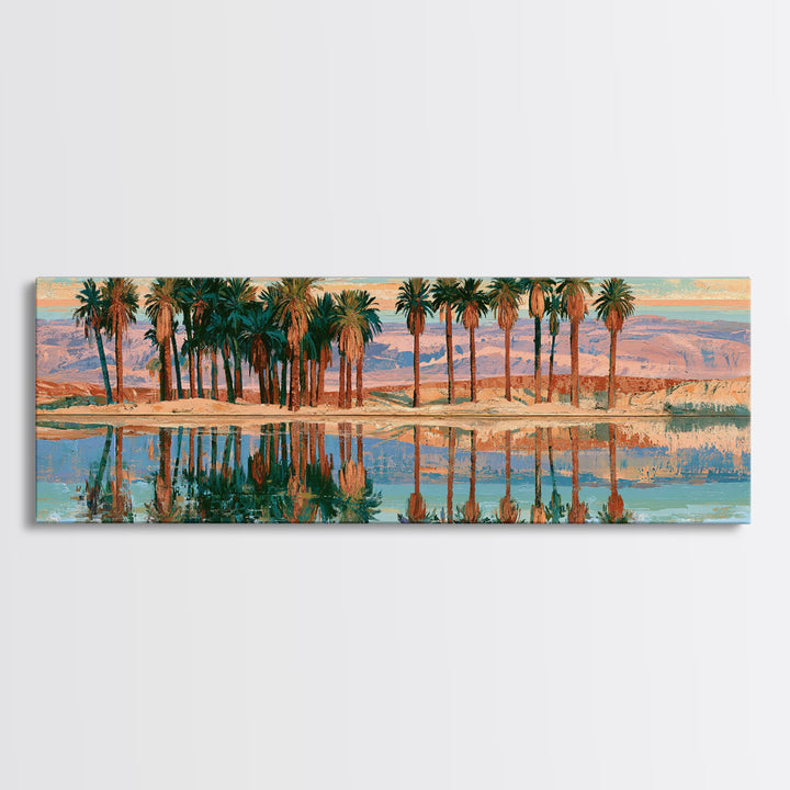 Palm Oasis Reflected Canvas Print, Desert Art, Home Decor, Southwestern Decor, Desert, Printable Art, Living Room Decor, DES-3x1-31