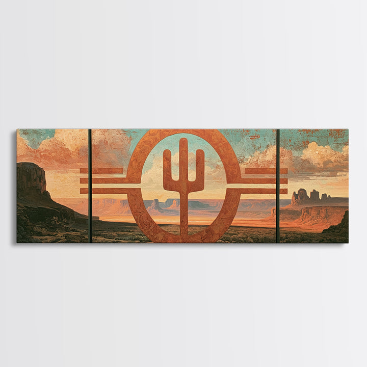 Ancient Desert Petroglyph Design Framed Canvas Print, Desert Art, Nature Wall Art, Southwestern Decor, Fine Art, Desert, DES-3x1-37