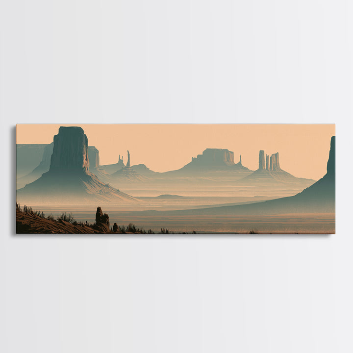 Monument Valley Silhouette Canvas Print, Desert Art, Modern Decor, Southwestern Decor, Desert, Room Decor, Digital Prints, DES-3x1-49