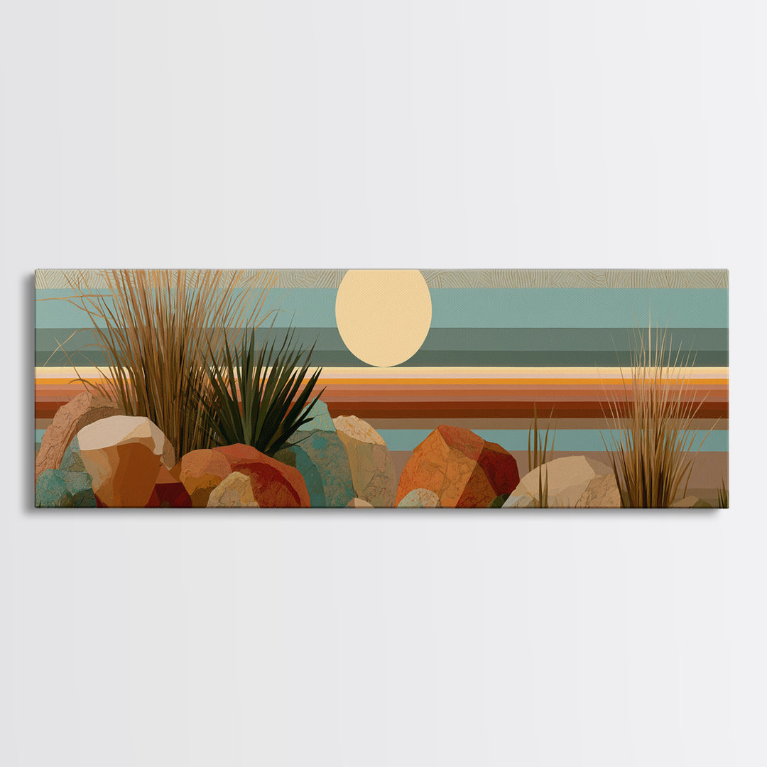 Minimal Beige Sun Canvas Print, Desert Art, Minimalist Decor, Southwestern Decor, Fine Art, Desert, Boho, Original Art, DES-3x1-62