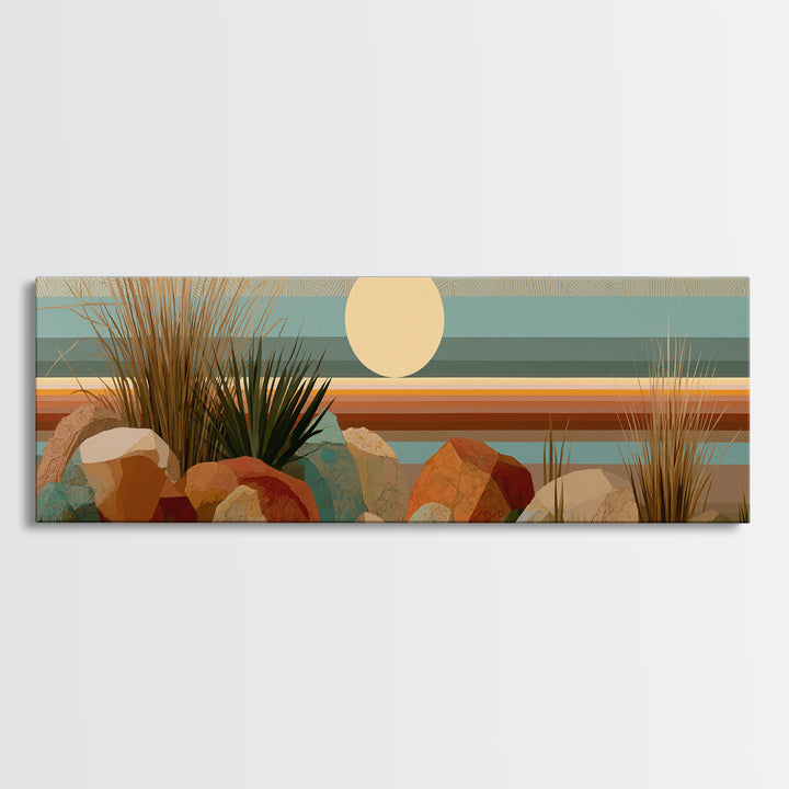 Minimal Beige Sun Canvas Print, Desert Art, Minimalist Decor, Southwestern Decor, Fine Art, Desert, Boho, Original Art, DES-3x1-62