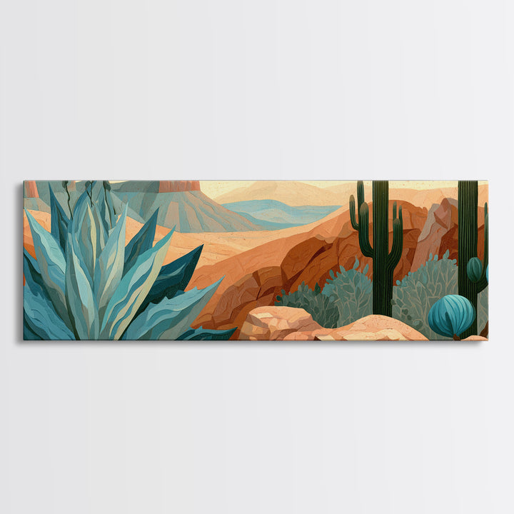 Agave Plant Closeup Framed Canvas Print, Desert Art, Textured Painting, Southwestern Decor, Fine Art, Desert, Oil Painting, DES-3x1-64