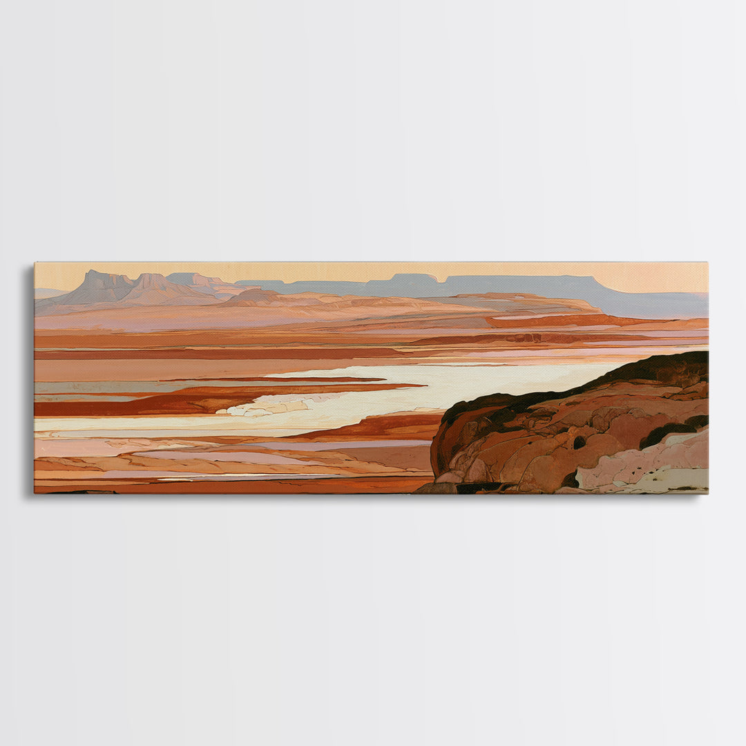 Abstract Mesa Landscape Framed Canvas Print, Desert Art, Abstract Wall Art, Southwestern Decor, Desert, Digital Download Art, DES-3x1-67
