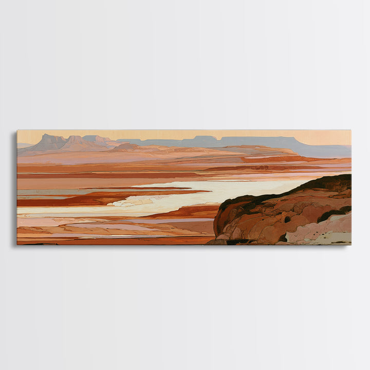 Abstract Mesa Landscape Framed Canvas Print, Desert Art, Abstract Wall Art, Southwestern Decor, Desert, Digital Download Art, DES-3x1-67