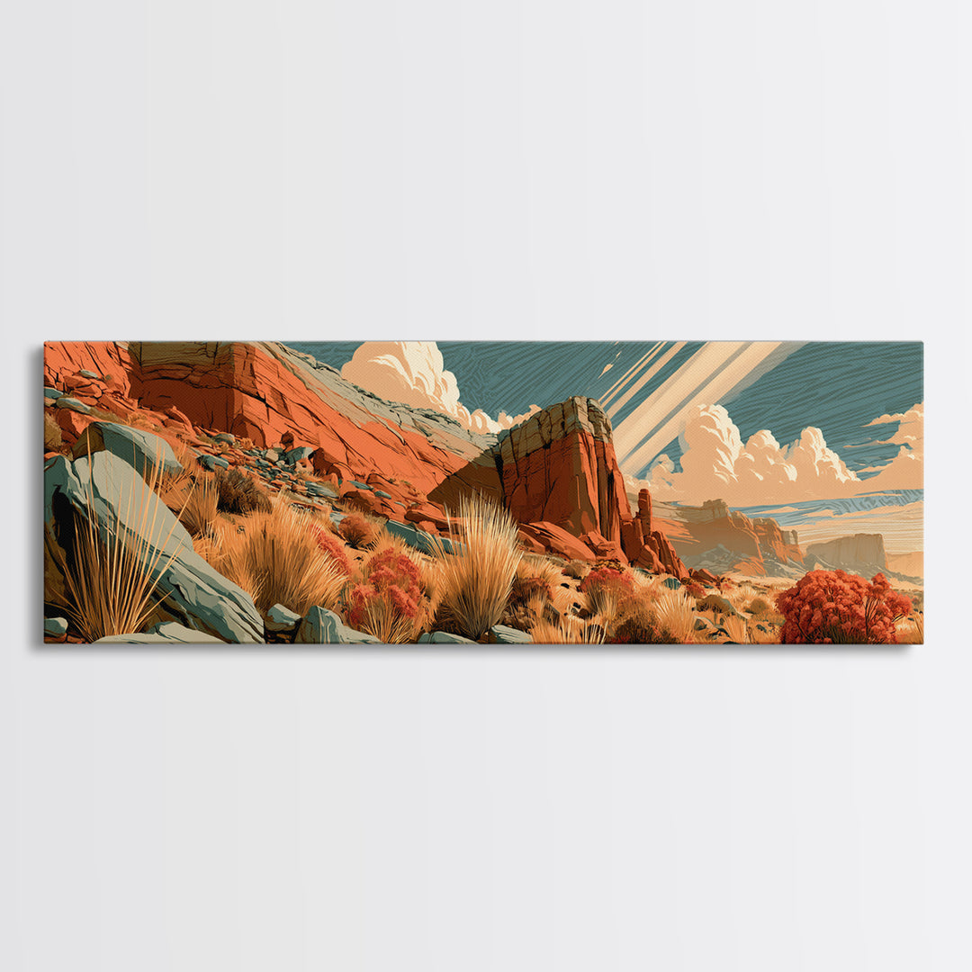 Sandstone Canyon with Dramatic Light Beam Canvas Print, Desert Art, Printable Wall Art, Southwestern Decor, Fine Art, Desert, DES-3x1-80