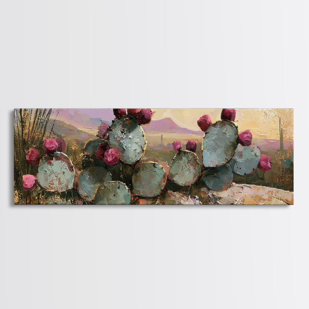 Prickly Pear Cactus Canvas Print, Desert Art, Printable Art, Southwestern Decor, Fine Art, Desert, Colorful Wall Art, DES-3x1-83