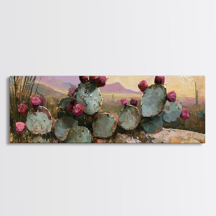 Prickly Pear Cactus Canvas Print, Desert Art, Printable Art, Southwestern Decor, Fine Art, Desert, Colorful Wall Art, DES-3x1-83