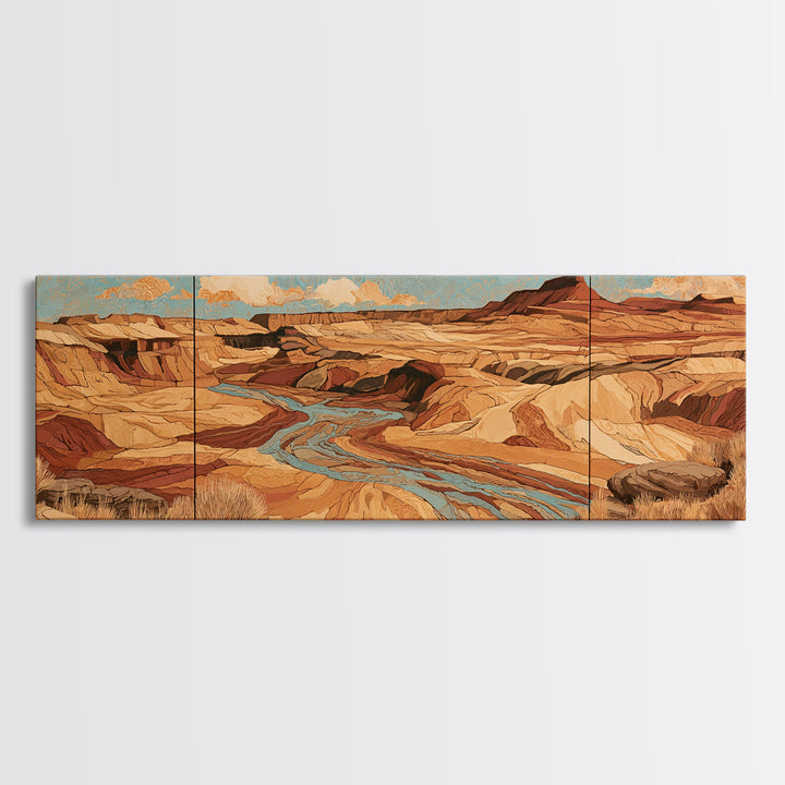 Wind Carved Dune Patterns from Above Framed Canvas Print, Desert Art, Wall Art Prints, Southwestern Decor, Fine Art, Desert, DES-3x1-84