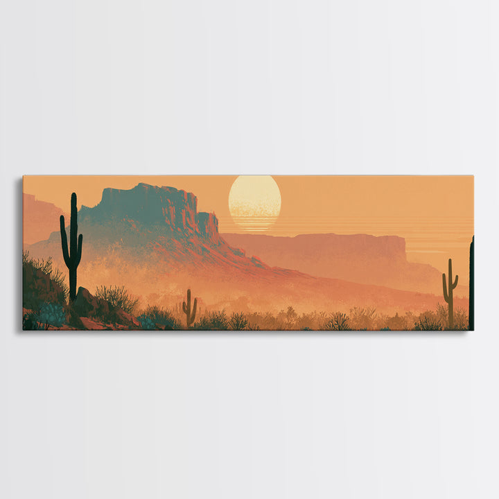 Minimal Beige Sun Canvas Print, Desert Art, Bedroom Wall Art, Southwestern Decor, Watercolor Art, Desert, Fine Art Print, DES-3x1-86