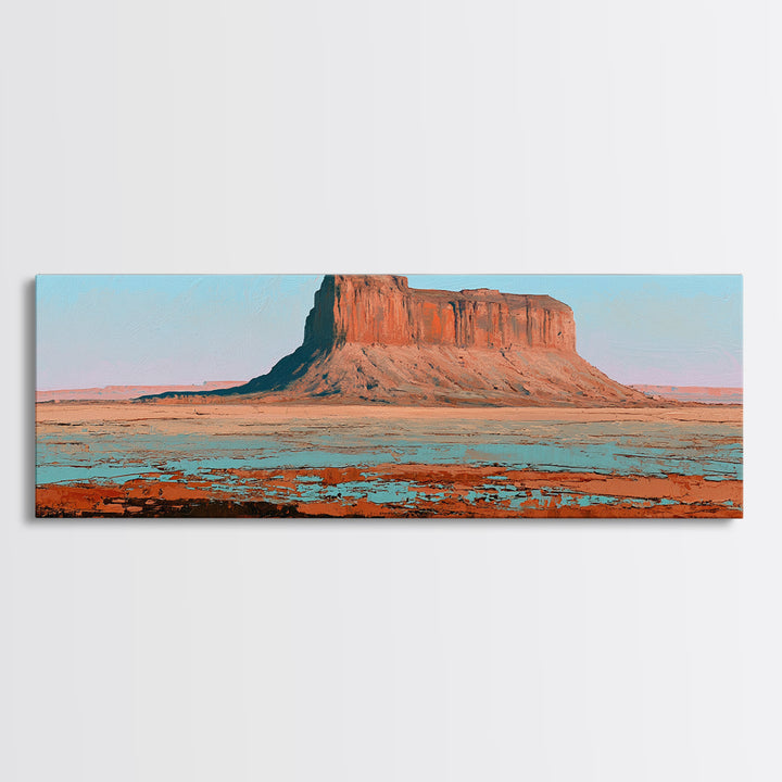 Abstract Mesa Landscape Canvas Print, Desert Art, Boho Wall Art, Southwestern Decor, Watercolor Art, Desert, Living Room Art, DES-3x1-91