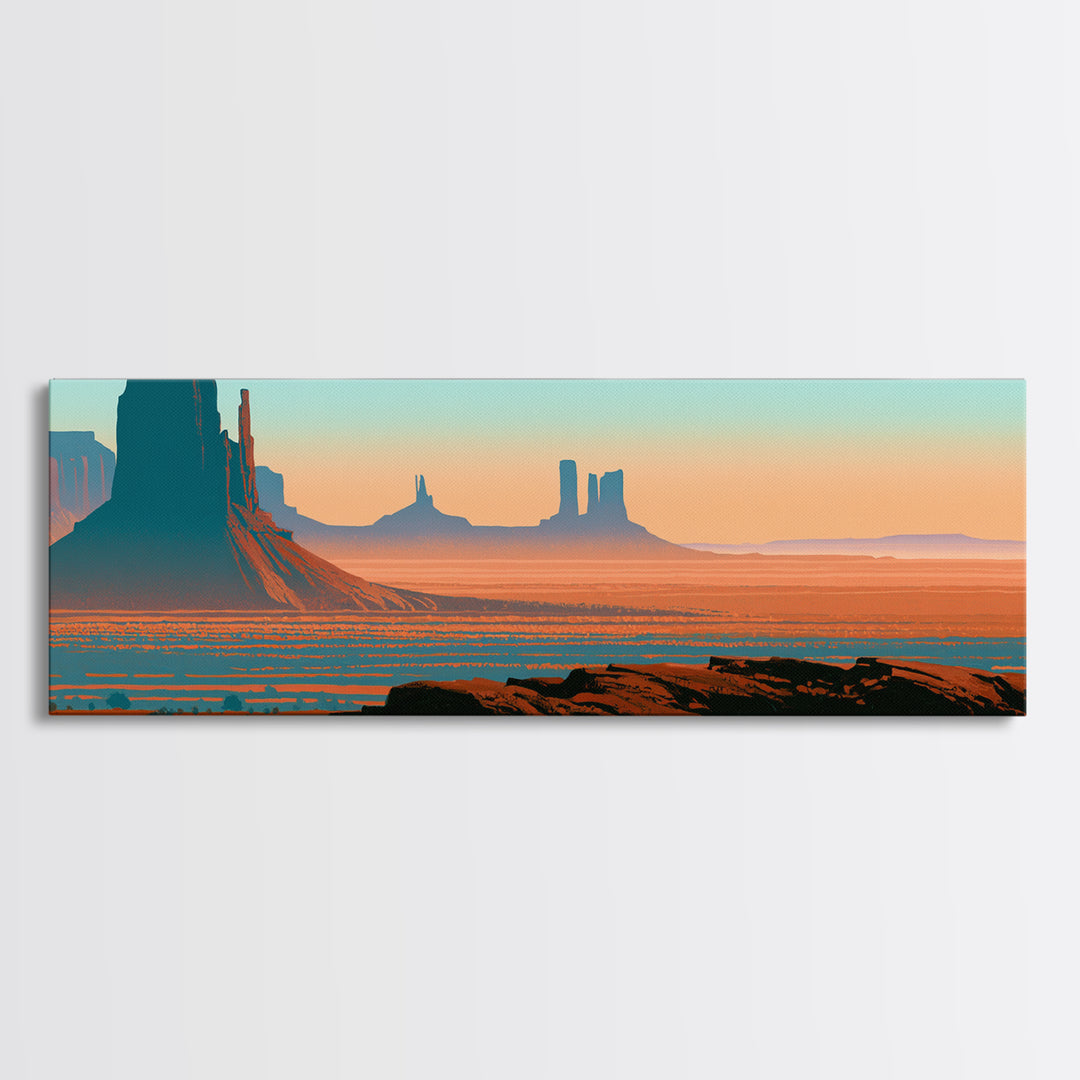 Monument Valley Silhouette Canvas Print, Desert Art, Wall Decor, Southwestern Decor, Fine Art, Desert, Living Room Decor, DES-3x1-97