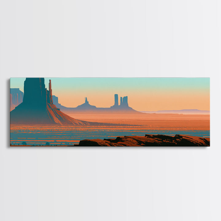 Monument Valley Silhouette Canvas Print, Desert Art, Wall Decor, Southwestern Decor, Fine Art, Desert, Living Room Decor, DES-3x1-97
