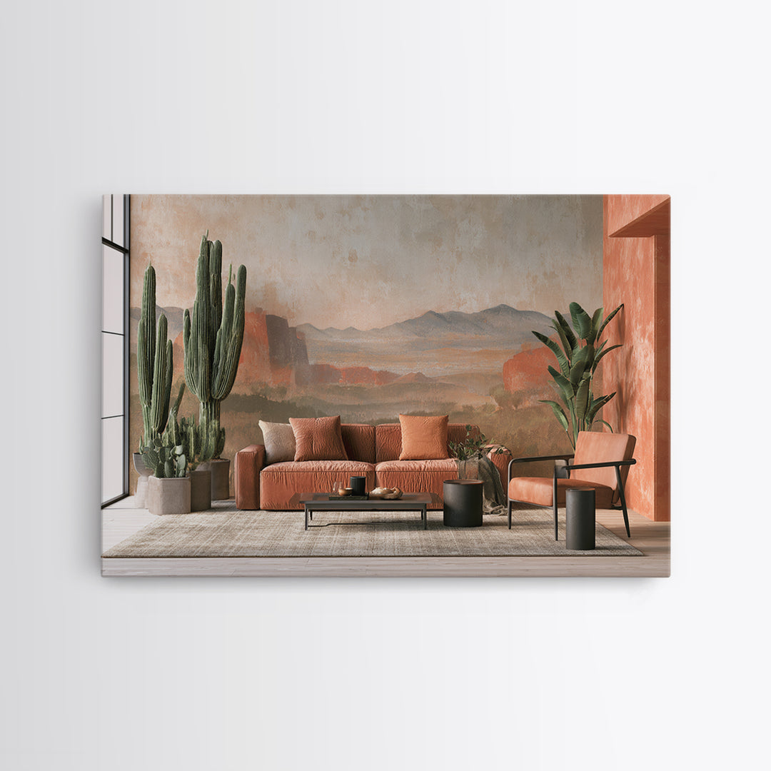 Ancient Desert Petroglyph Design Canvas Print, Desert Art, Digital Download Art, Southwestern Decor, Watercolor Art, Desert, DES-3x2-1