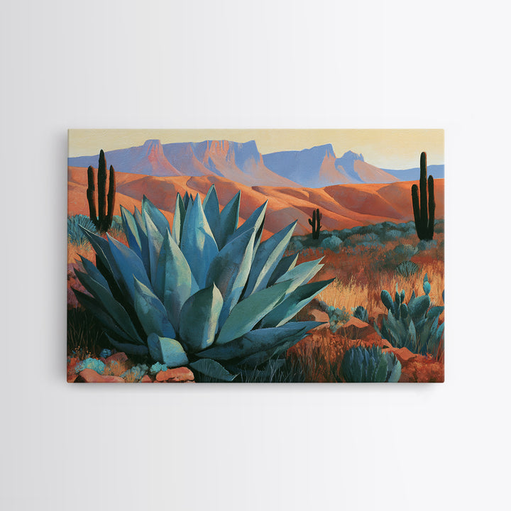 Agave Plant Closeup Framed Canvas Print, Desert Art, Boho, Southwestern Decor, Desert, Mountain Wall Art, Landscape Wall Art, DES-3x2-100
