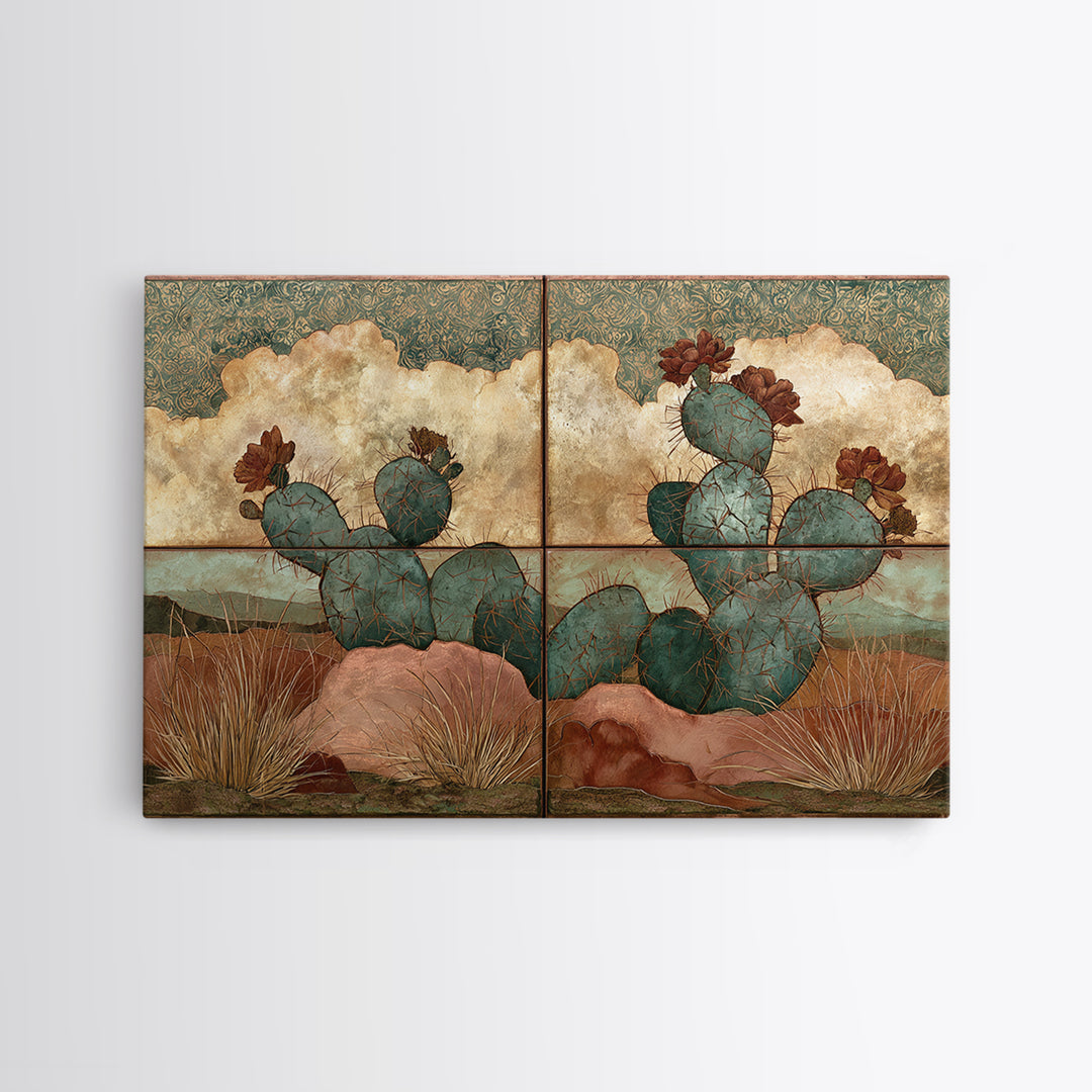 Cactus Botanical Plate Canvas Print, Desert Art, Neutral Decor, Southwestern Decor, Oil Painting, Desert, Wall Decor, DES-3x2-12