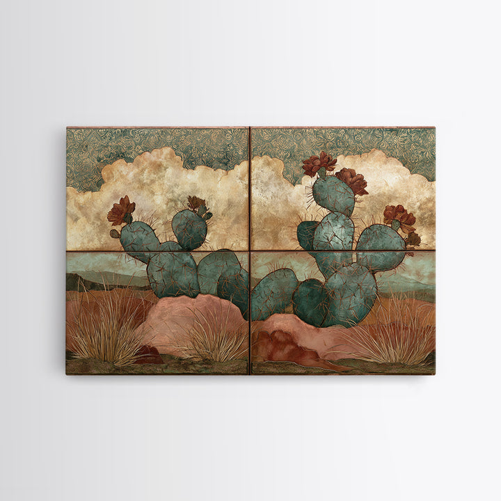 Cactus Botanical Plate Canvas Print, Desert Art, Neutral Decor, Southwestern Decor, Oil Painting, Desert, Wall Decor, DES-3x2-12