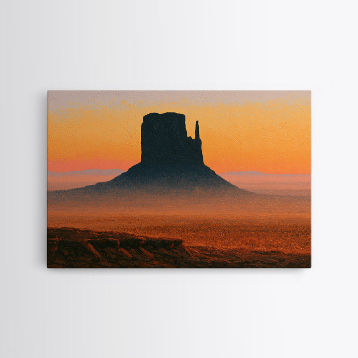 Monument Valley Silhouette Framed Canvas Print, Desert Art, Gallery Decor, Southwestern Decor, Fine Art, Desert, Home Decor, DES-3x2-13