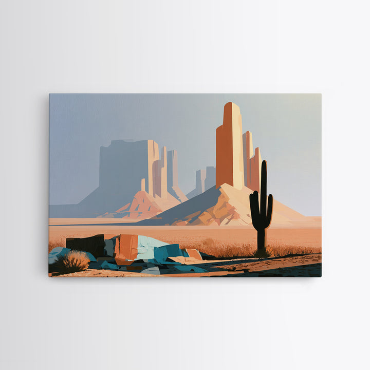 Terracotta and Cream Geometric Landscape Canvas Print, Desert Art, Western Decor, Southwestern Decor, Fine Art, Desert, DES-3x2-22