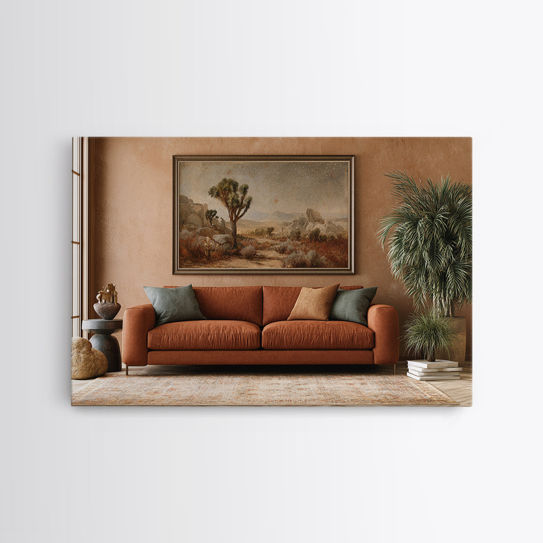 Joshua Tree under Star Filled Night Canvas Print, Desert Art, Living Room Art, Southwestern Decor, Fine Art, Desert, DES-3x2-34