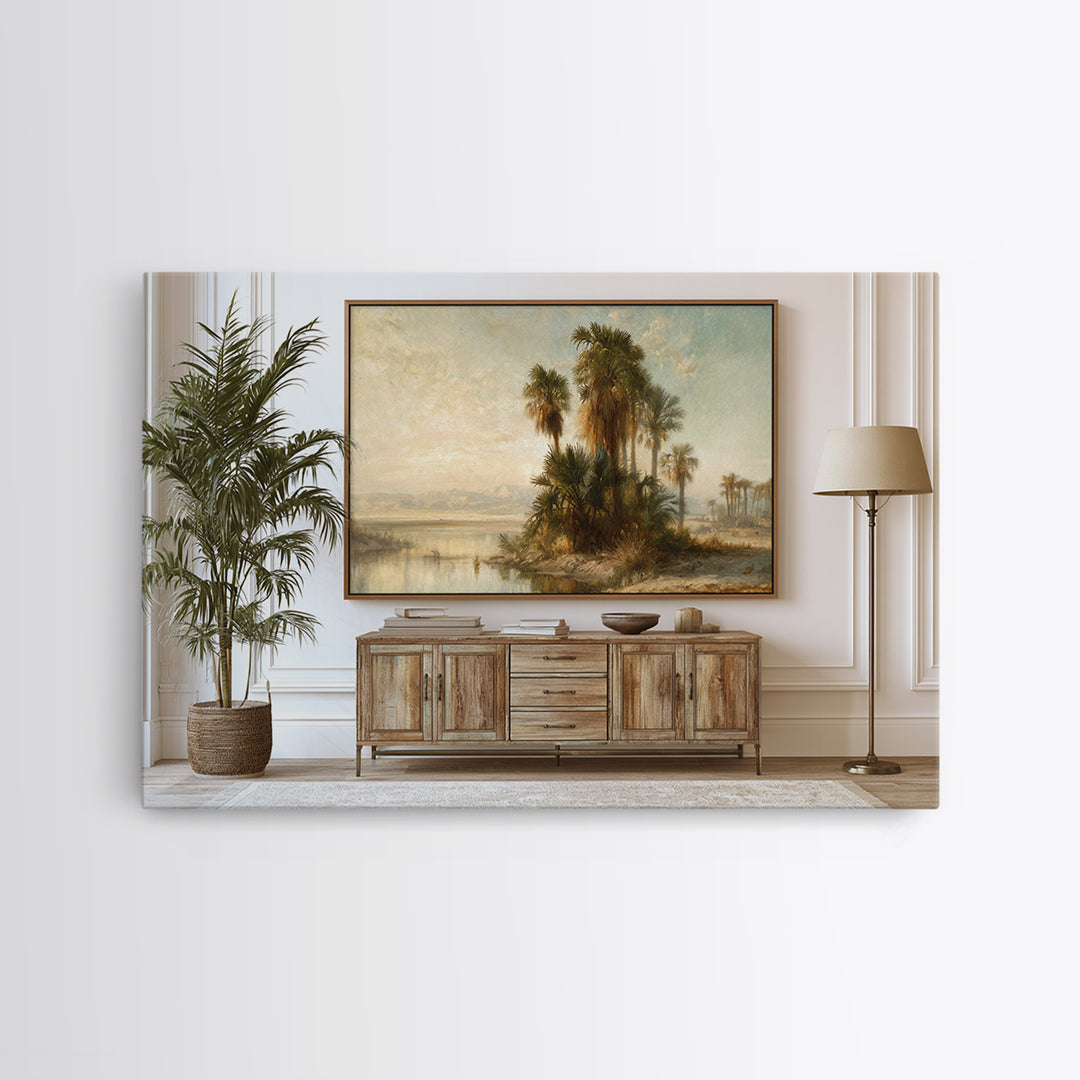 Palm Oasis Reflected Canvas Print, Desert Art, Large Wall Art, Southwestern Decor, Fine Art, Desert, Western Wall Art, DES-3x2-43