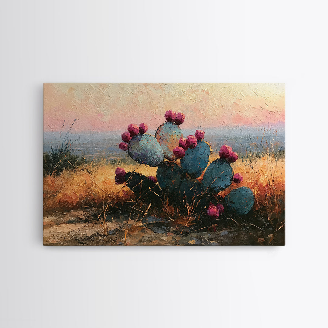 Prickly Pear Cactus Framed Canvas Print, Desert Art, Modern Wall Art, Southwestern Decor, Fine Art, Desert, Gallery Decor, DES-3x2-47