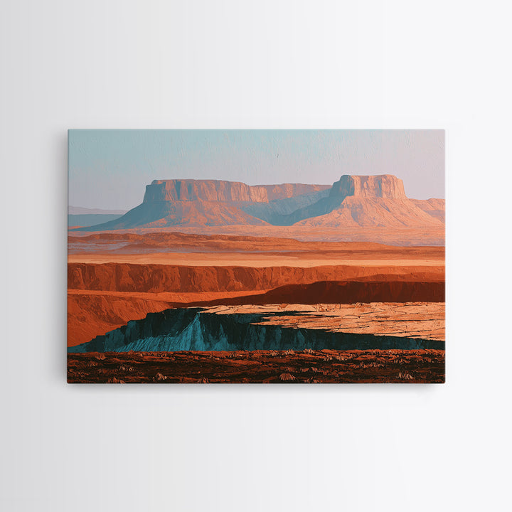 Abstract Mesa Landscape Framed Canvas Print, Desert Art, Western Wall Art, Southwestern Decor, Desert, Statement Artwork, DES-3x2-7