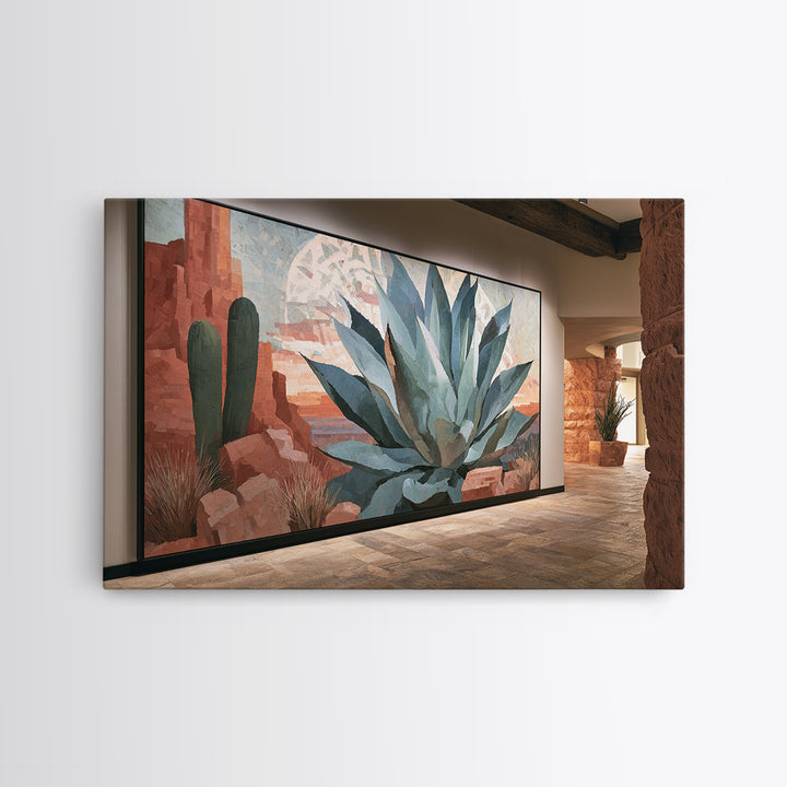 Agave Plant Closeup Canvas Print, Desert Art, Print, Southwestern Decor, Fine Art, Desert, Watercolor Painting, Modern Wall Art, DES-3x2-76