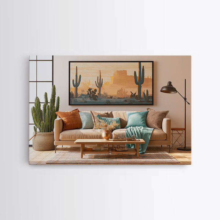 Cactus Botanical Plate Canvas Print, Desert Art, Apartment Decor, Southwestern Decor, Fine Art, Desert, Landscape Art, DES-3x2-84