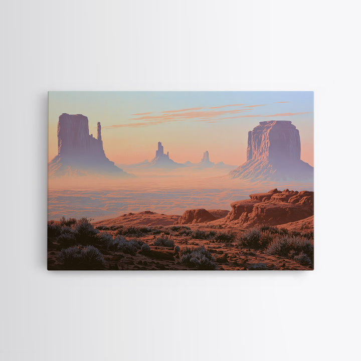 Monument Valley Silhouette Framed Canvas Print, Desert Art, Wall Art, Southwestern Decor, Watercolor Art, Desert, DES-3x2-85