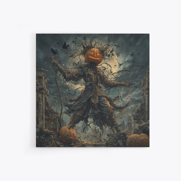 The Jack-O'-Lantern King, Square Wall Art, Spooky Home Decor, Canvas Print, Halloween Wall Decor, Gothic Home Decor, Halloween Wall Art