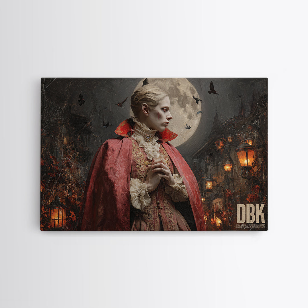 The Crimson Vampire, Landscape Wall Art, Dark Fantasy Wall Art, Canvas Print, Halloween Wall Decor, Gothic Home Decor, Seasonal Home Decor
